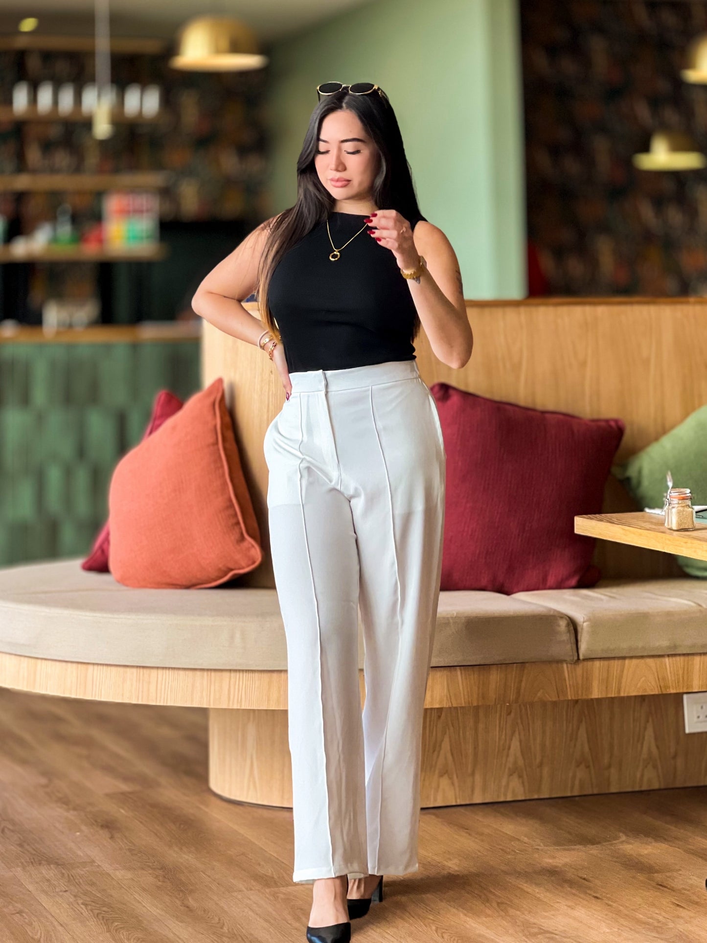 White boss pants