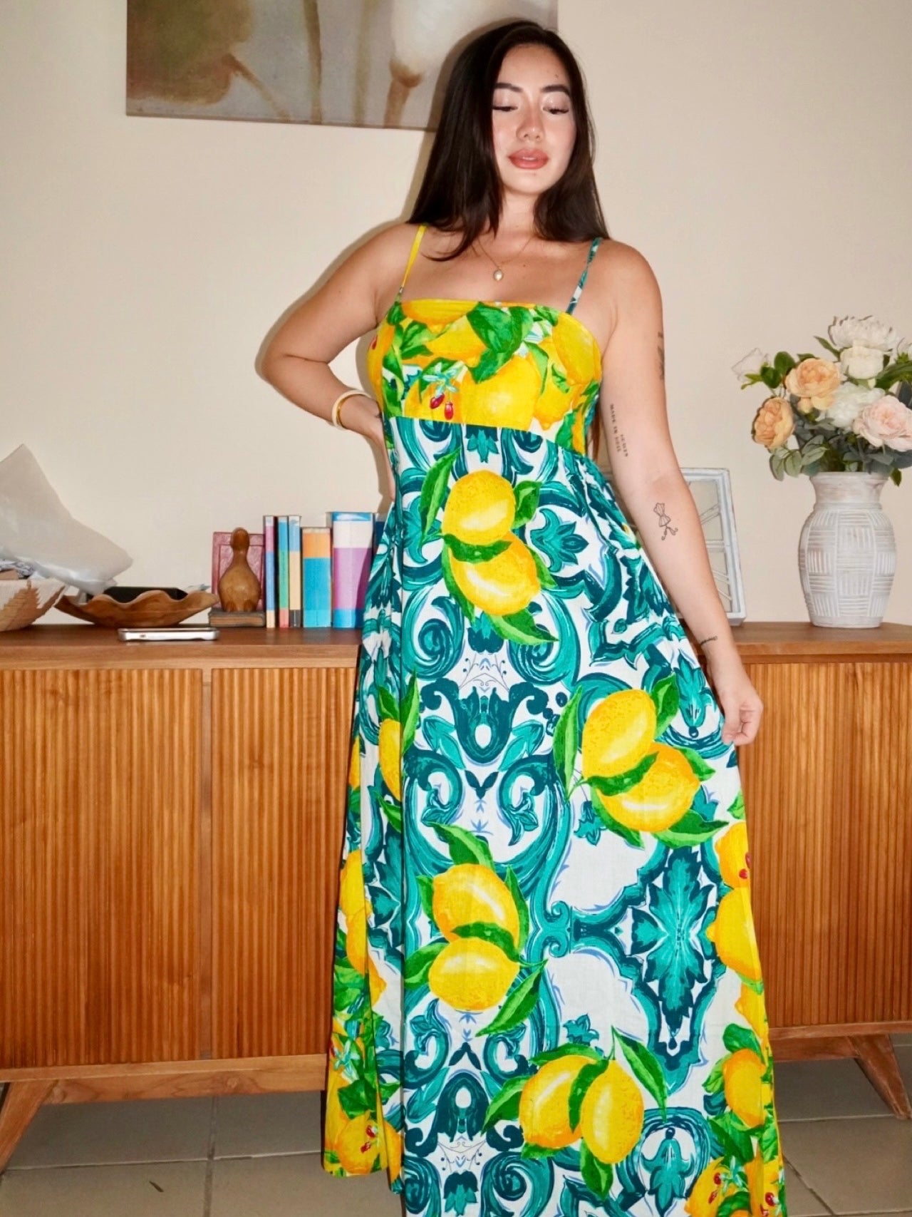 Lemon cotton dress